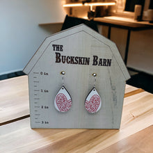 Load image into Gallery viewer, White and red heart teardrop earrings