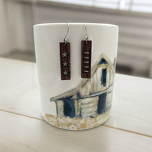 Load image into Gallery viewer, Stars and stripes walnut bar earrings