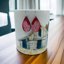 Load image into Gallery viewer, Red heart teardrop earrings