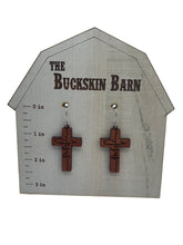 Load image into Gallery viewer, Jesus Cross earrings - wood cross earrings