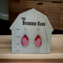 Load image into Gallery viewer, Red heart teardrop earrings