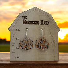 Load image into Gallery viewer, Pumpkin shaped fall floral pattern earrings