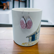 Load image into Gallery viewer, White and red heart teardrop earrings
