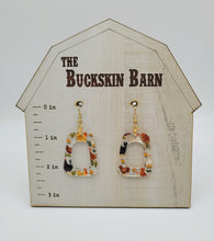 Load image into Gallery viewer, Chicken earrings - clear acrylic - rounded trapezoid