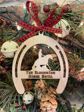 Load image into Gallery viewer, Ornament - Horseshoe personalized with breed cutout or discipline and name