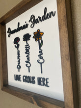Load image into Gallery viewer, Grandma's Garden personalized grandchildren birth month flowers framed