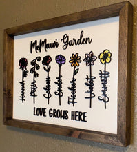 Load image into Gallery viewer, Grandma&#39;s Garden personalized grandchildren birth month flowers framed 5-7 grandkids
