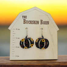 Load image into Gallery viewer, Pumpkin shaped dark fall pattern earrings
