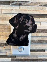 Load image into Gallery viewer, Black Labrador Retriever dog night light, unlit, laser-cut wood
