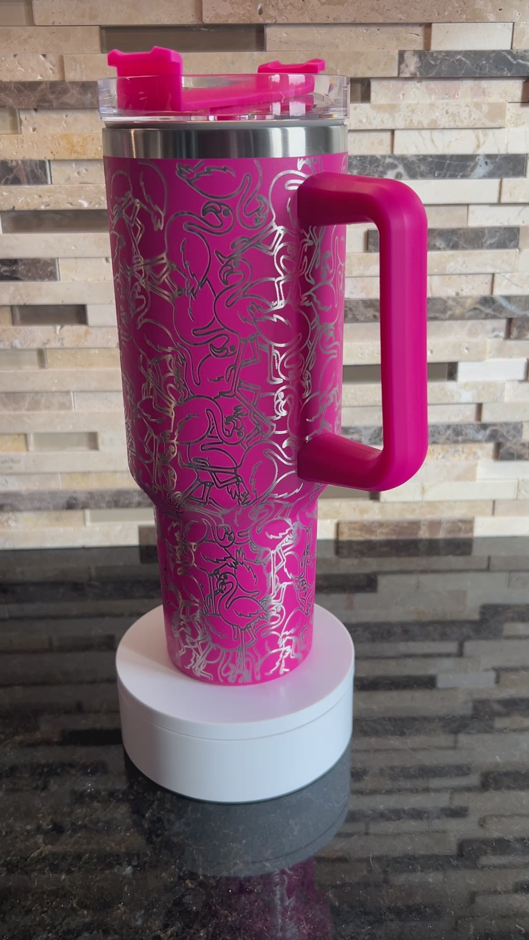 Tumbler - 40 oz pink flamingo engraved full wrap - DUPE