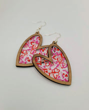 Load image into Gallery viewer, Heart earrings - Valentine&#39;s Day acrylic and walnut
