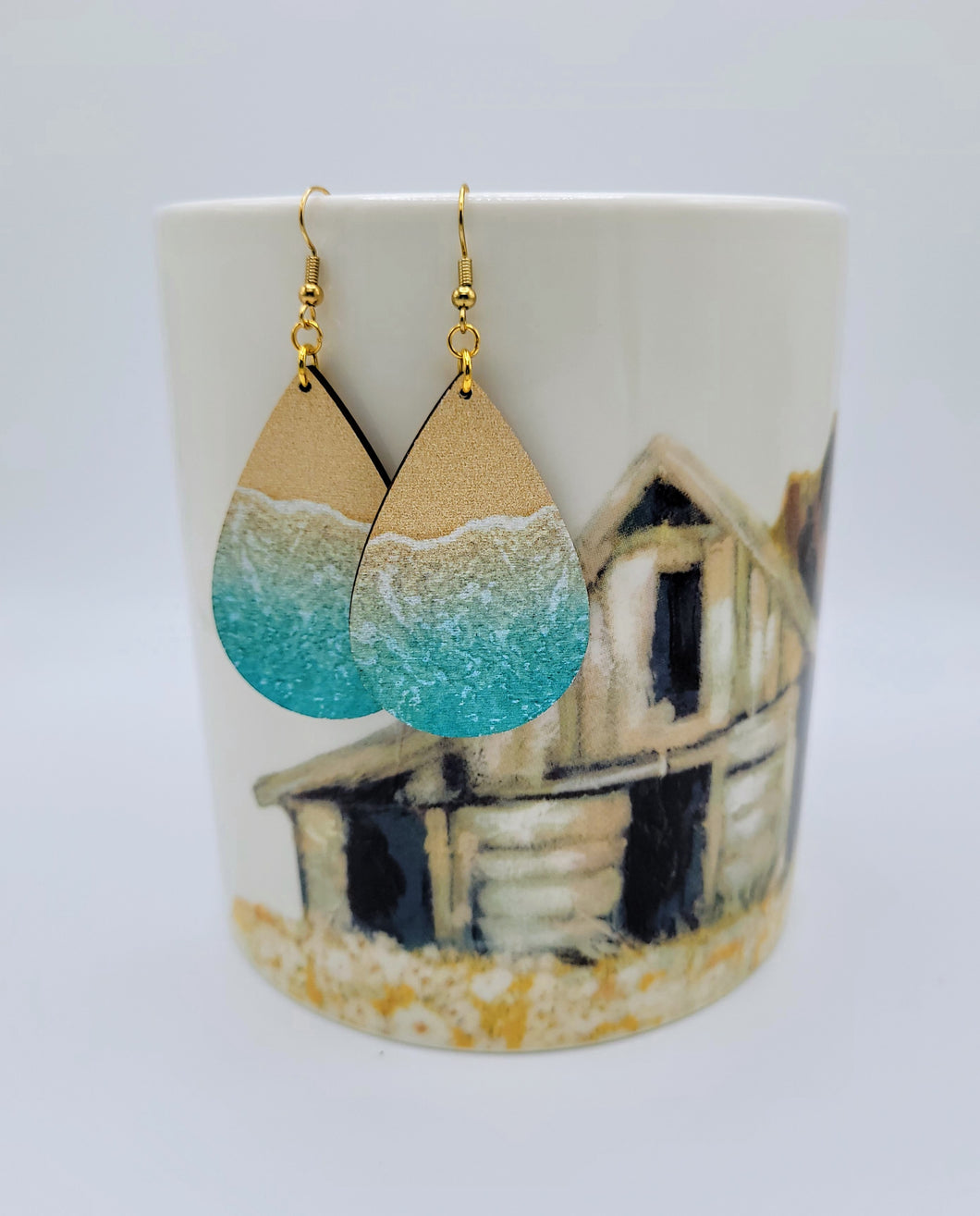 Beach earrings - beautiful beach and ocean