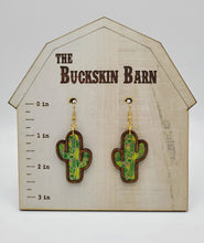 Load image into Gallery viewer, Cactus earrings - cactus and succulent printed acrylic and wood
