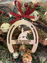 Load image into Gallery viewer, Ornament - Horseshoe personalized with breed cutout or discipline and name
