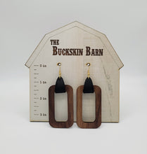 Load image into Gallery viewer, Wood and leather earrings - Long rectangle and leather
