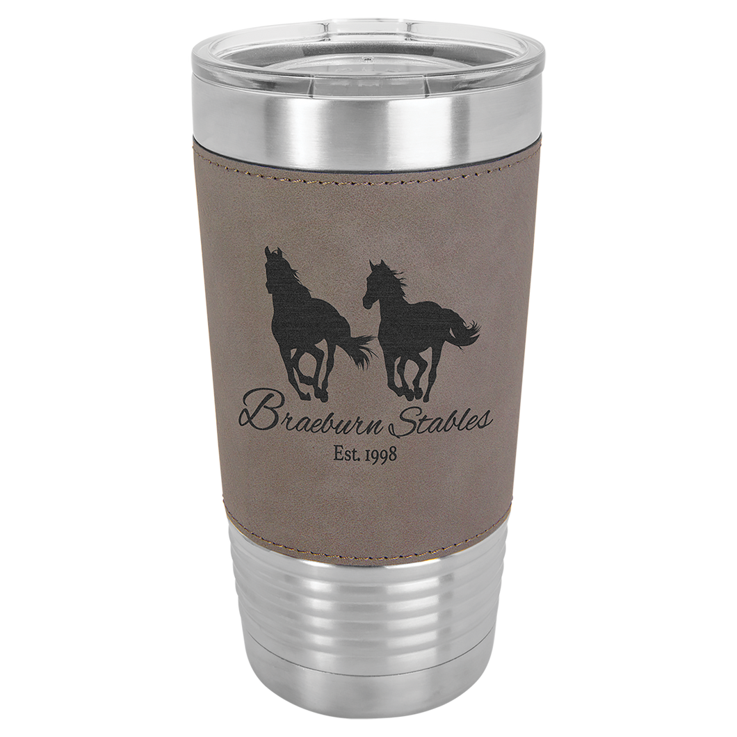 Tumbler 20 oz leatherette travel mug - personalized