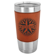 Load image into Gallery viewer, Tumbler 20 oz leatherette travel mug - personalized
