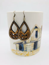 Load image into Gallery viewer, Boho Rattan wood earrings - rattan teardrop with hole earring
