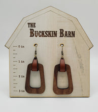 Load image into Gallery viewer, Wood and leather earrings - Wood trapezoid and leather
