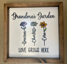 Load image into Gallery viewer, Grandma&#39;s Garden personalized grandchildren birth month flowers framed
